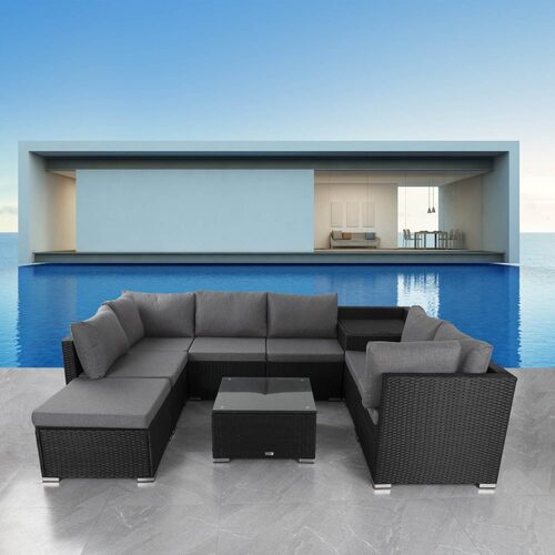 Large Modular Outdoor Ottoman Lounge Set
