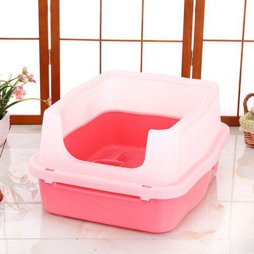 Large Deep Cat Kitty Litter Tray High Wall Pet Toilet Tray With Scoop