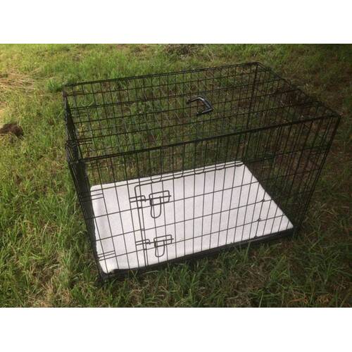 Collapsible Metal Pet Dog Crate Cat Rabbit Cage With Mat