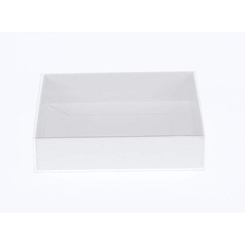 10 Pack of White Card Box - Clear Slide On Lid - Large Beauty Product Gift Giving Hamper Tray Merch Fashion Cake Sweets Xmas