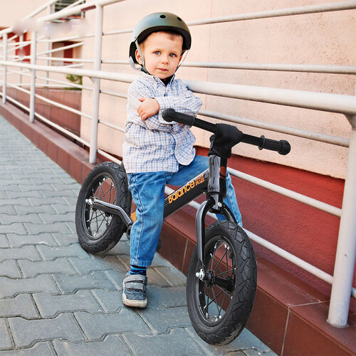 Bike Plus Kids Balance Bike Training Aluminium - with Suspension - 12" Rubber Tyres - Foot Pegs -Ride On No Pedal Push