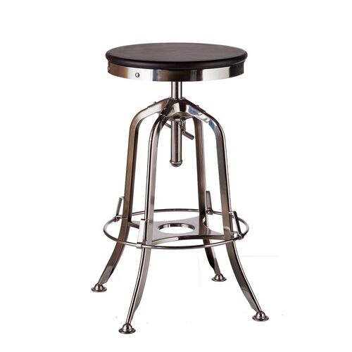 Industrial Wooden Height Adjustable Swivel Bar Stool