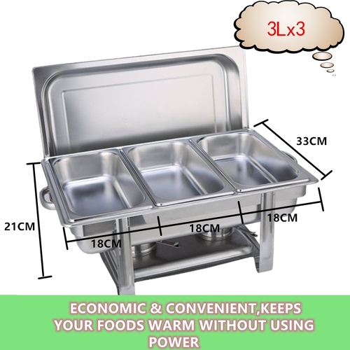 9L Chafing Dish Set Buffet Pan Bain Marie Bow Stainless Steel Food Warmer