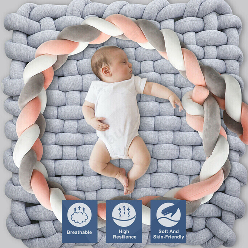 4M Kid Cot Bumper Braid Pillow Nursery Newborn Crib Bed Padded Protector Décor