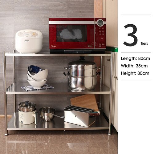 80cm Height Stainless Steel Kitchen Microwave Oven Storage Rack Multilayer Organizer for Cookware