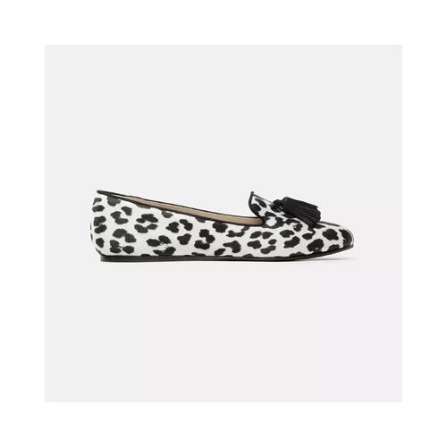 Leopard Print Silk Loafers with Tassel Detail Women
