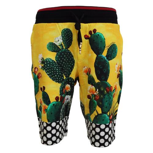 Authentic Dolce & Gabbana Multicolor Cactus Print Sweat Shorts Men