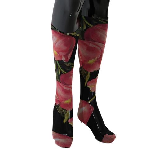 Floral Stretch Stockings with Logo Details Women