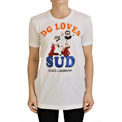 Dolce & Gabbana Crew Neck T-shirt with DG LOVES SUD Motive Women