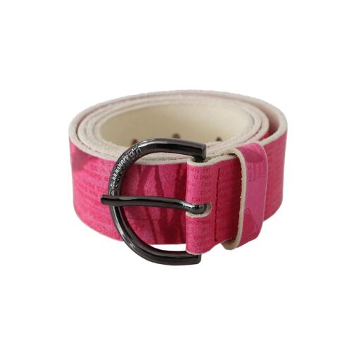 100% Authentic GALLIANO Pink Leather Fashion Belt with Black-tone Hardware Women