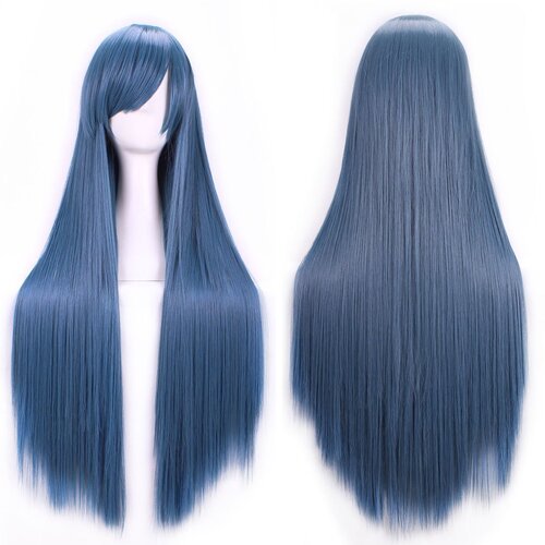 New 80cm Straight Sleek Long Full Hair Wigs w Side Bangs Cosplay Costume Womens