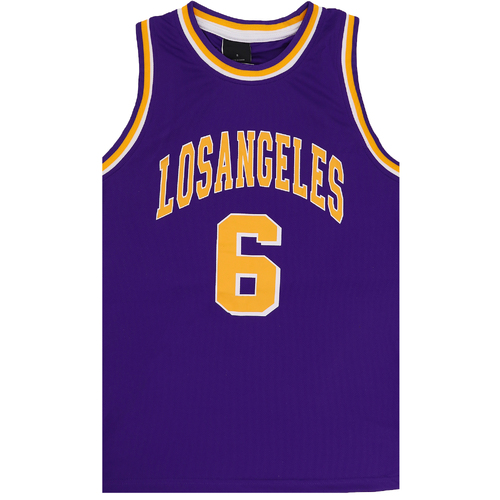 Kid's Basketball Jersey Tank Boys Sports T Shirt Tee Singlet Tops Los Angeles, Purple - Los Angeles 6