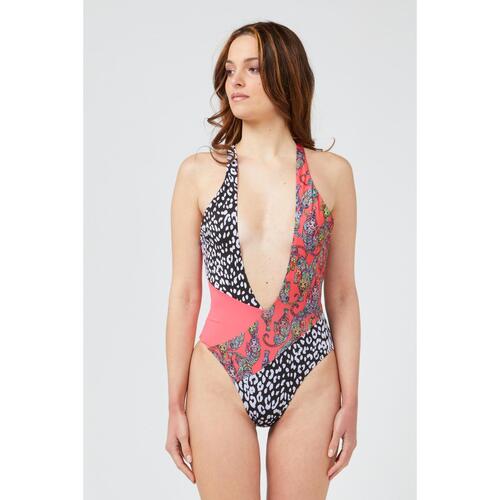 Patterned Body Swimsuit with Wide Neckline