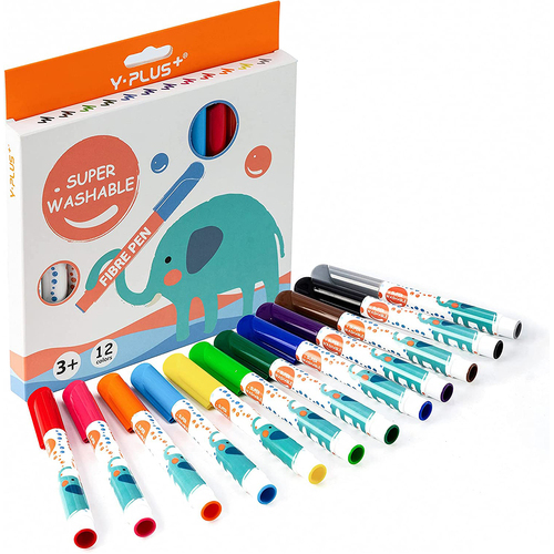 Elephant Watercolor JUMBO Markers Non-Toxic Fabric Markers for Coloring and Art Supplies