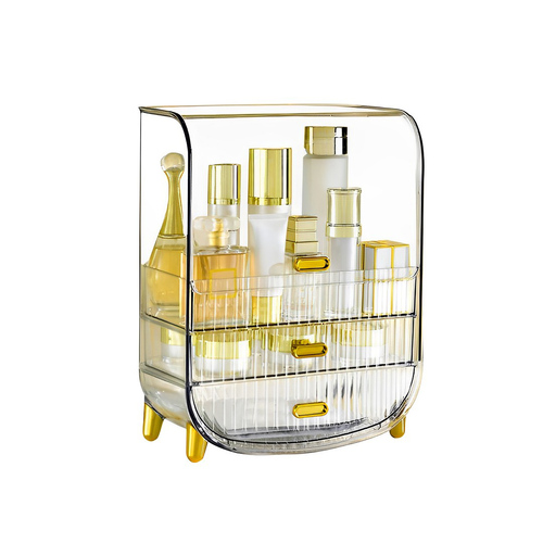 3 Tier Multifunctional Countertop Cosmetic Storage Makeup Perfume Skincare Display Stand Shelf Drawer Type Organiser