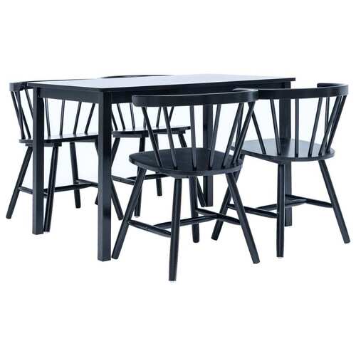 5 Piece Dining Set Solid Rubber Wood