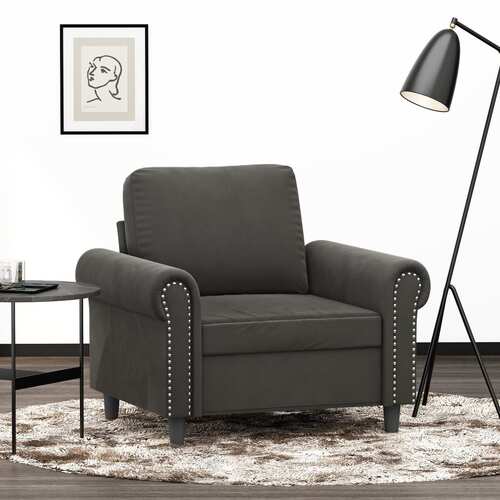 Rantoul Sofa Chair Dark Grey Velvet