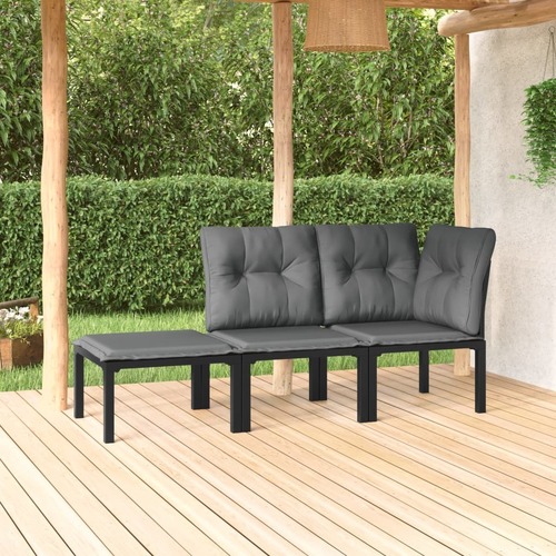 Garden Lounge Set Black and Grey Poly Rattan
