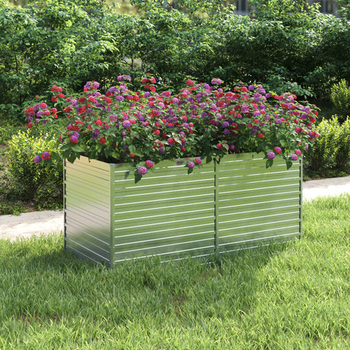 Garden Raised Bed Galvanized Steel Silver