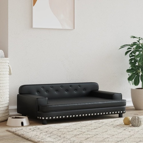 Dog Bed Black Faux Leather