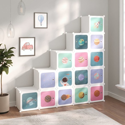 Cube Storage Cabinet for Kids with Cubes White PP