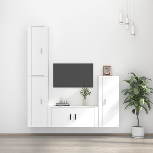 4 Piece TV Cabinet Set Engineered Wood