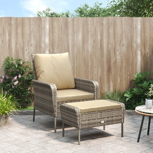 Garden Chair with Footstool Poly Rattan