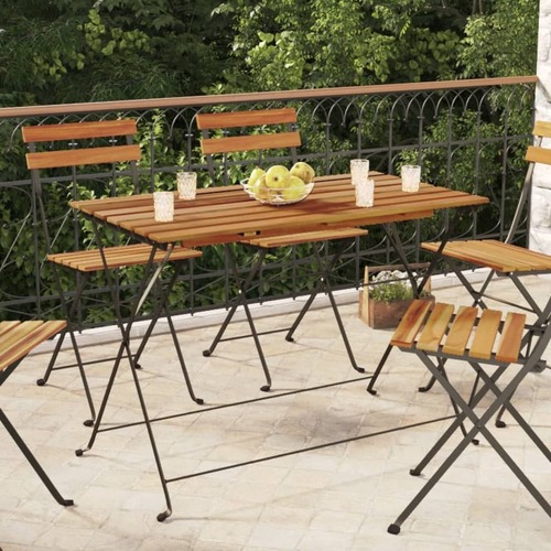 Folding Bistro Table 100x54x71 cm Solid Acacia Wood and Steel