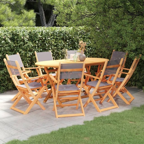 9 Piece Outdoor Dining Set Solid Eucalyptus Wood&Textilene