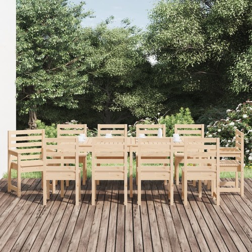 11 Piece Garden Dining Set Solid Pine Wood