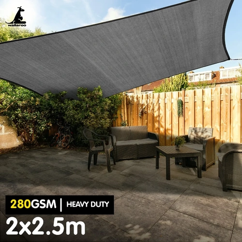 Wallaroo 280gsm Outdoor Sun Shade Sail Canopy Grey