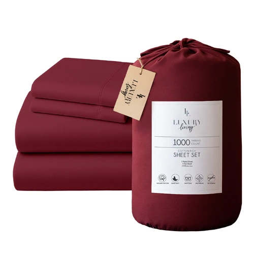 4pc 1000 Thread Count Cotton Rich King Bed Sheet Gift Pack CVC Microfibre Blend