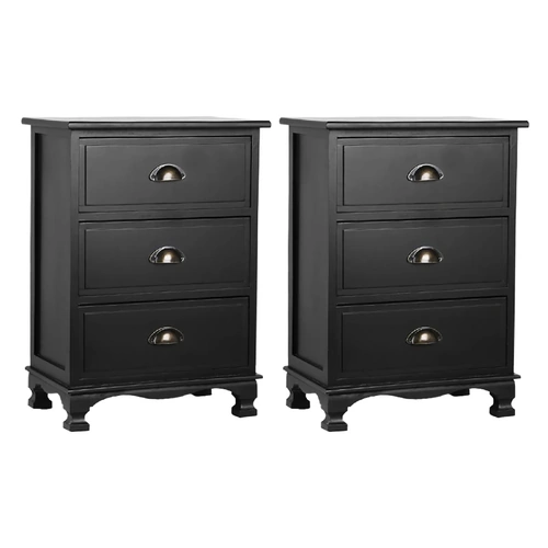 Artiss 2x Bedside Table 3 Drawers Vintage