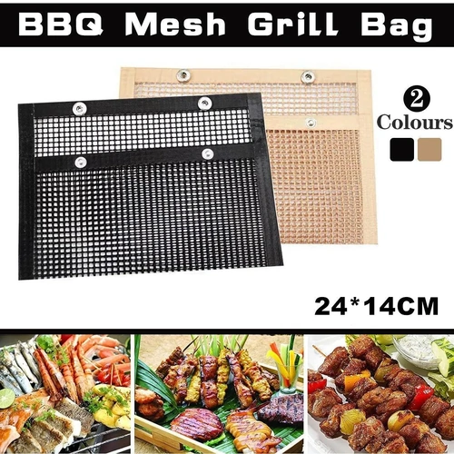 24x14CM BBQ Grilling Mesh Reusable Bag Outdoor Camping Barbecue Grill Mats Cooking Pads
