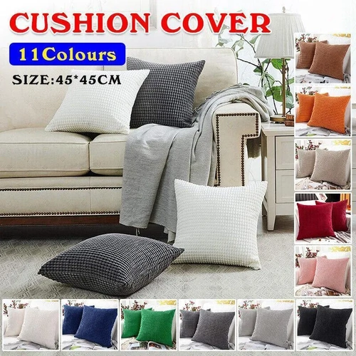 45X45 Plain Solid Colour Cushion Cover Decorative Pillow Case Home Multicoloured