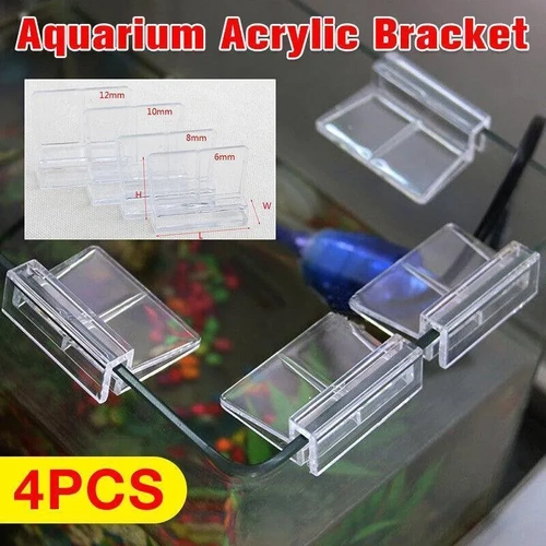 4Pcs Aquarium Fish Tank Glass Cover Support Holder Acrylic Clip Bracket 6/8/10/12mm