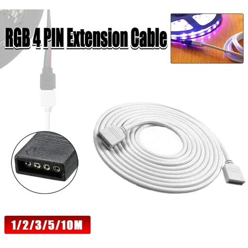 1-10M White LED RGB Light Strip Extension Cord Cable Lead Connector 4 Pin