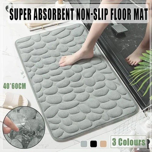 40x60cm Non-Slip Memory Foam Bath Mat Super Absorbent Floor Rug for Bathroom Use