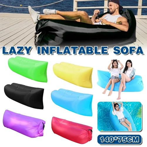 Fast Inflatable Lazy Lounge Air Sofa Bed Camping Beach Hangout Sleeping Bag