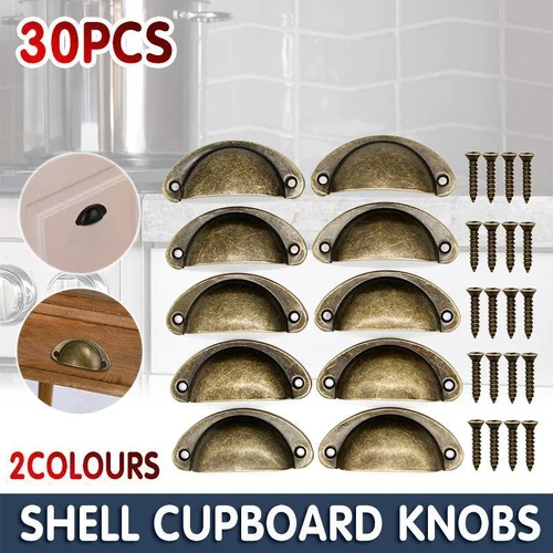 30X Modern Cup Cabinet Handle Knob Drawer Furniture Door Pull Shell Cupboard