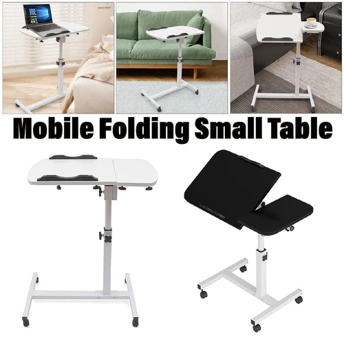 Adjustable Folding Computer Desk Stand Floor-Standing Movable Bedside Table