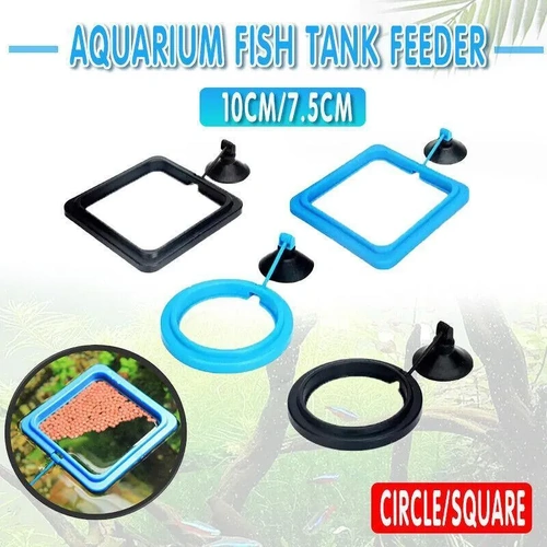 Fish Feeding Ring Aquarium Fish Tank Feeder Floating Fish Food Feeder Fish Food Black