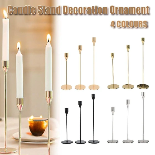 Set of 3 Decorative Candlestick Holder Candle Stand for Wedding / Dinner / Party