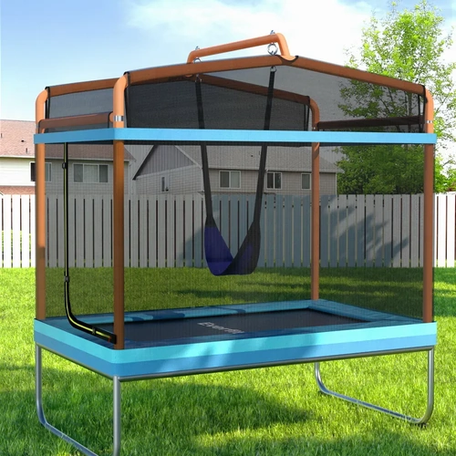 6FT Trampoline for Kids w/ Enclosure Safety Net Swing Rectangle
