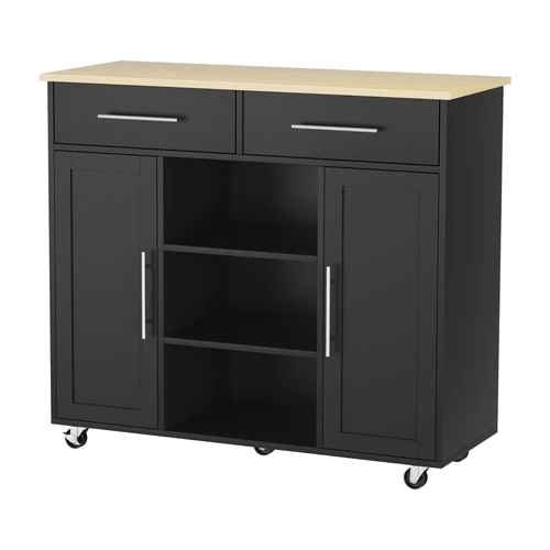 Kitchen Island Trolley Rolling Serving Cart Storage Drawer Cabinet