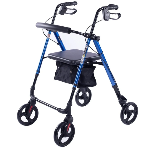 EQUIPMED 4 Wheel Lightweight Rollator Walker, Aluminium Frame, Seat, Carry Bag, for Seniors