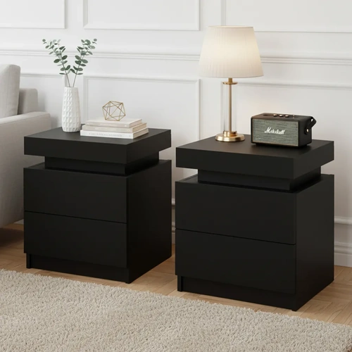 Artiss 2X Bedside Table 2 Drawers Lift-up Storage