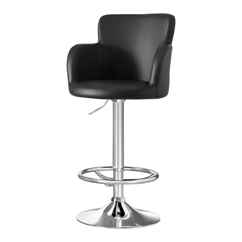 1x Leather Bar Stools Swivel Adjustable Gas Lift PU Counter Chairs
