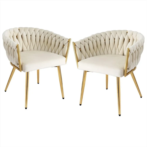 1 Set of 2 Artiss Dining Chairs Velvet Armchair