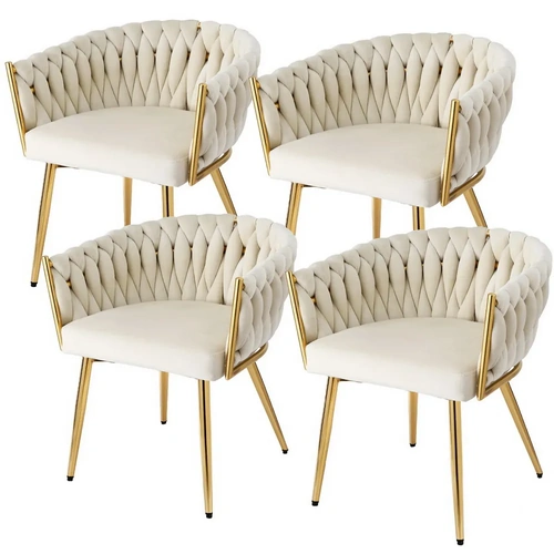 1 Set of 4 Artiss Dining Chairs Velvet Armchair